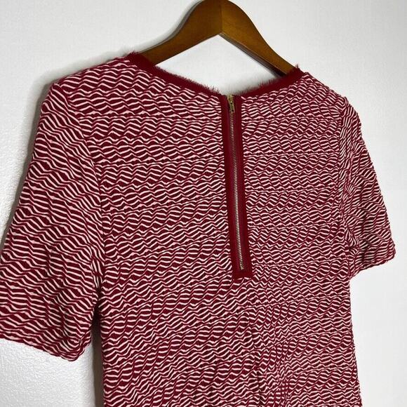 Maeve Red White Zigzag Anthro Pleated Short Sleeve A-Line Dress Size S Women's - Picture 6 of 9